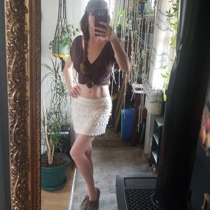 White, lace, mini skirt